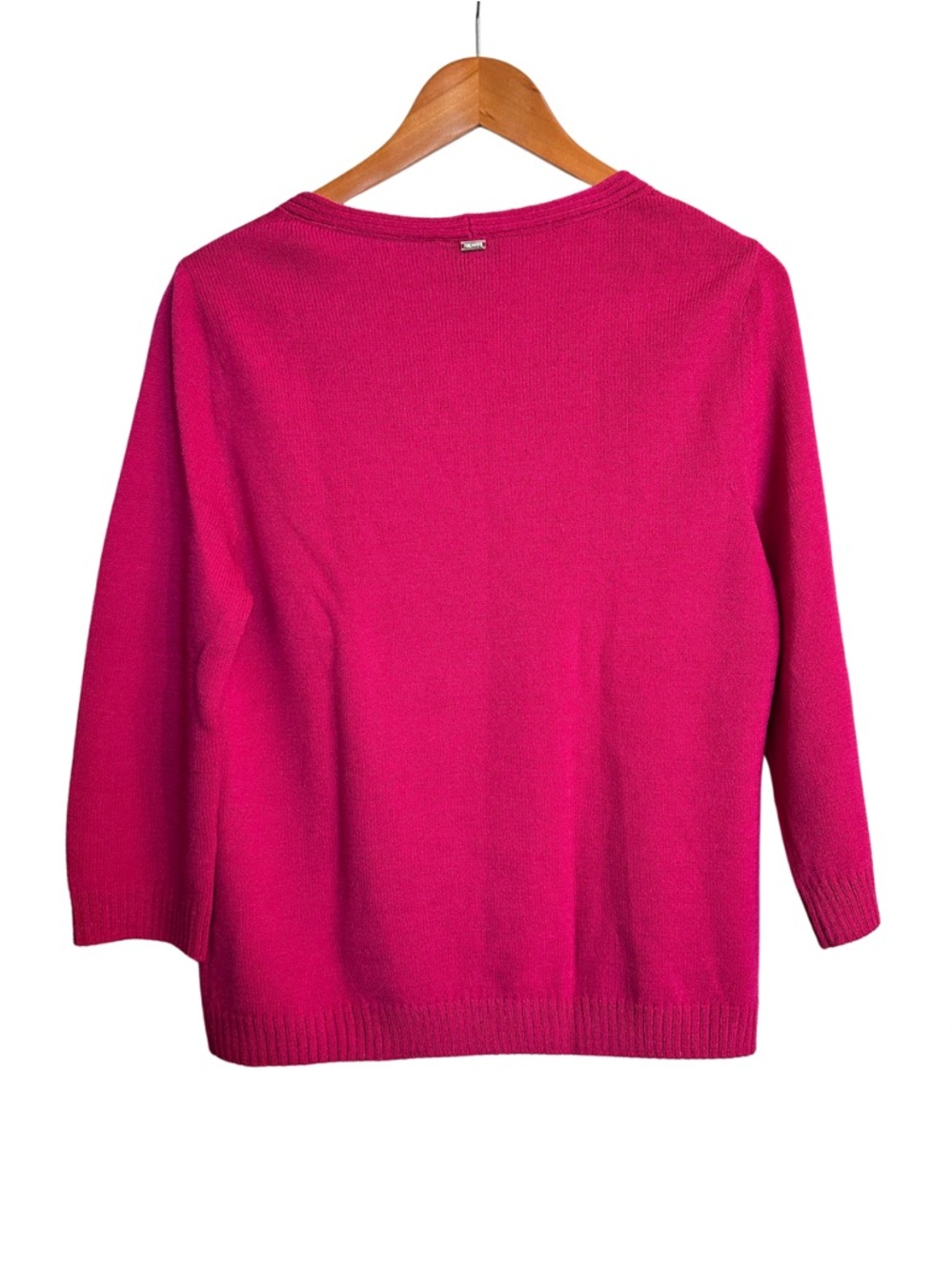 St John Sport Santana Knit Sweater Pink V-Neck 3/4 Sleeve Size S Luxury Classic - Picture 3 of 14